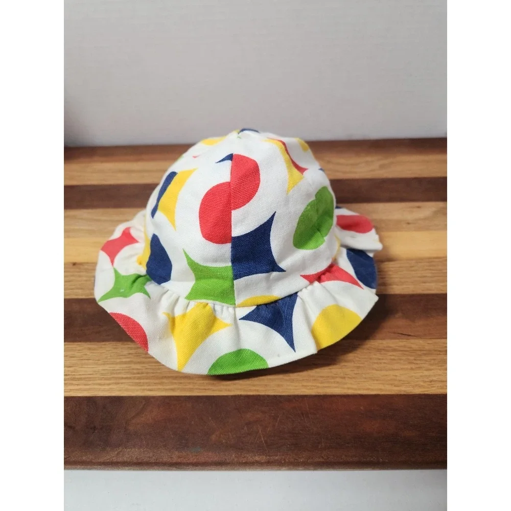 Vintage Baby Colorful Shapes Floppy Baby Sun Hat‎ With Elastic Chin Strap